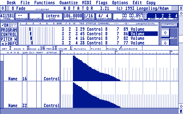 Notator Editing Screen 